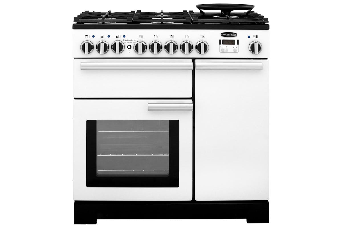 Rangemaster Professional Deluxe 90cm Dual Fuel Range Cooker | PDL90DFFWH/C | White