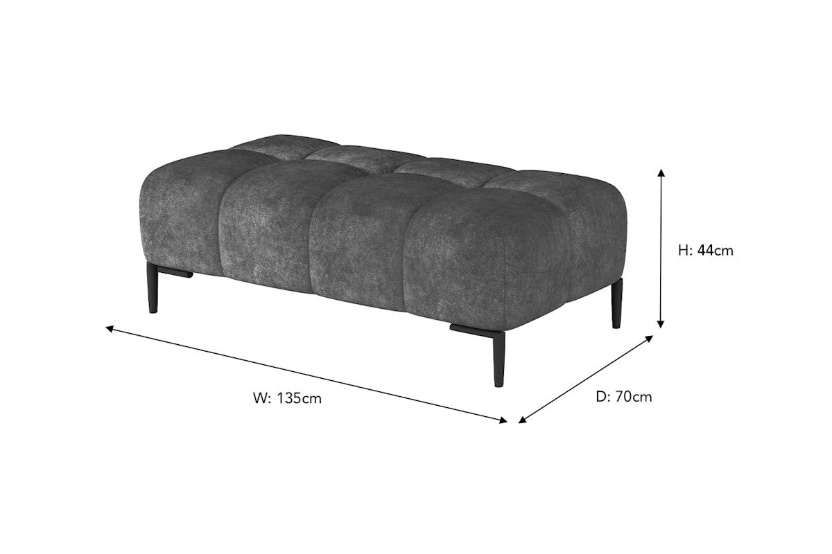Cassie XL Footstool | Fabric | Grey-2