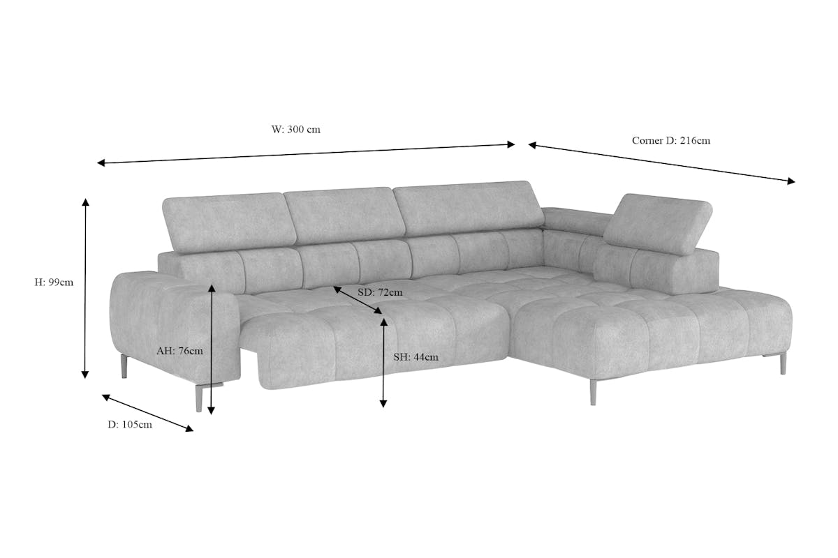 Cassie Chaise Sofa | Power Recliner | Large | Fabric | Colour Options-3