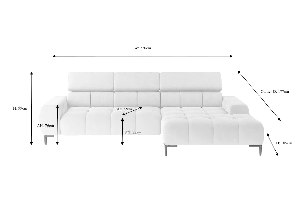 Cassie Chaise Sofa | Power Recliner | Small | Fabric | Cream-3