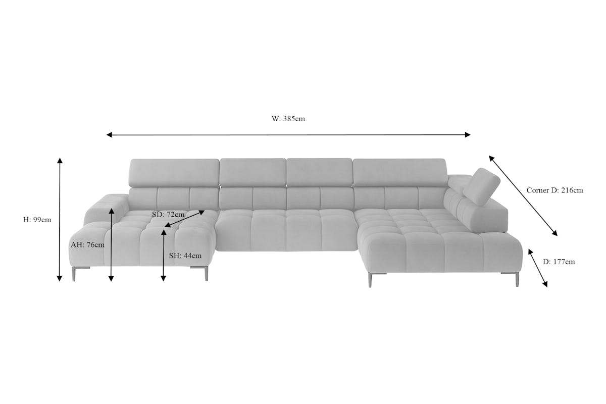 Cassie Chaise Sofa | Power Recliner | Extra Large | Fabric | Grey-3