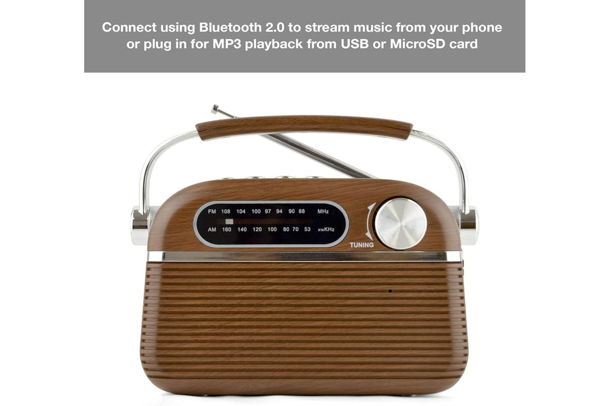 Lloytron 2 Band Vintage Rechargeable Portable Radio Musicstream | PP6403-2