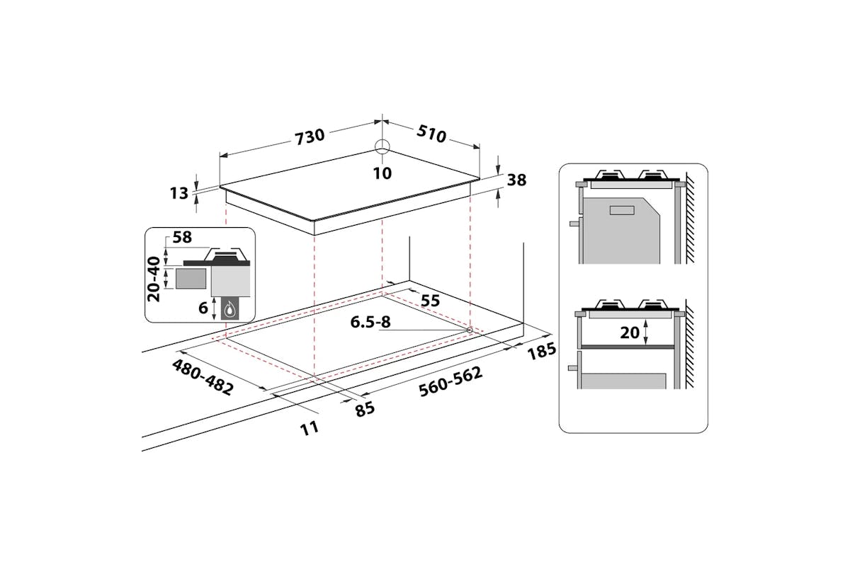 Hotpoint 75cm Gas Hob | PPH75GDFIXUK-5