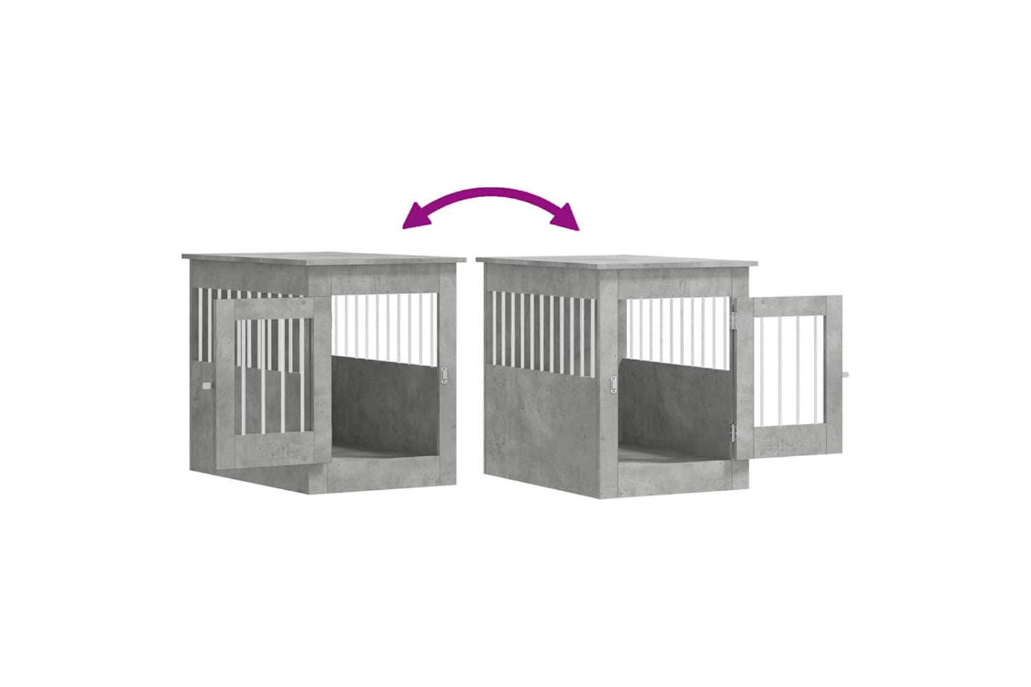 vidaXL 838326 Dog Crate Furniture Concrete Grey 55x80x68cm Engineered Wood-9