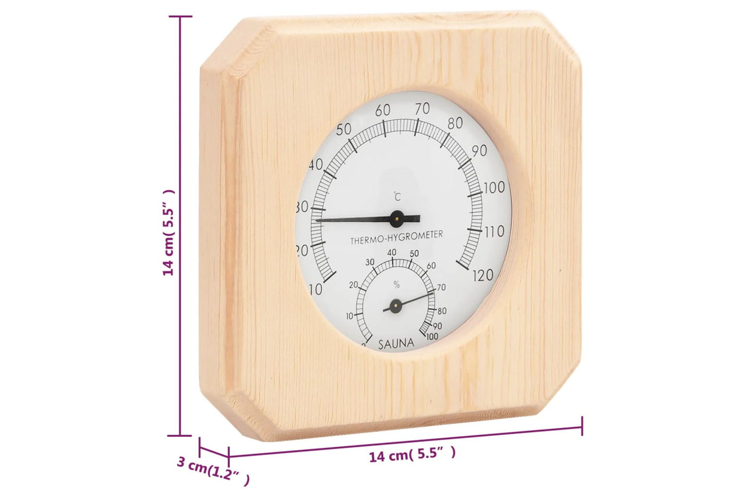 Vidaxl 51687 2 In 1 Sauna Hygrothermograph And Sand Timer Set Solid Wood Pine-10