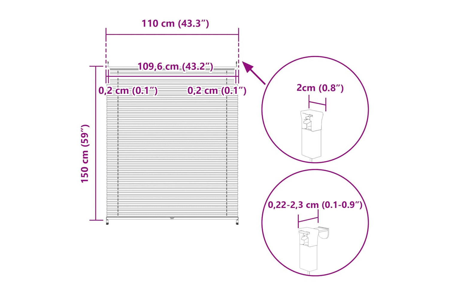 Vidaxl Plisse Blind 110x150cm White Pleated Blind-9