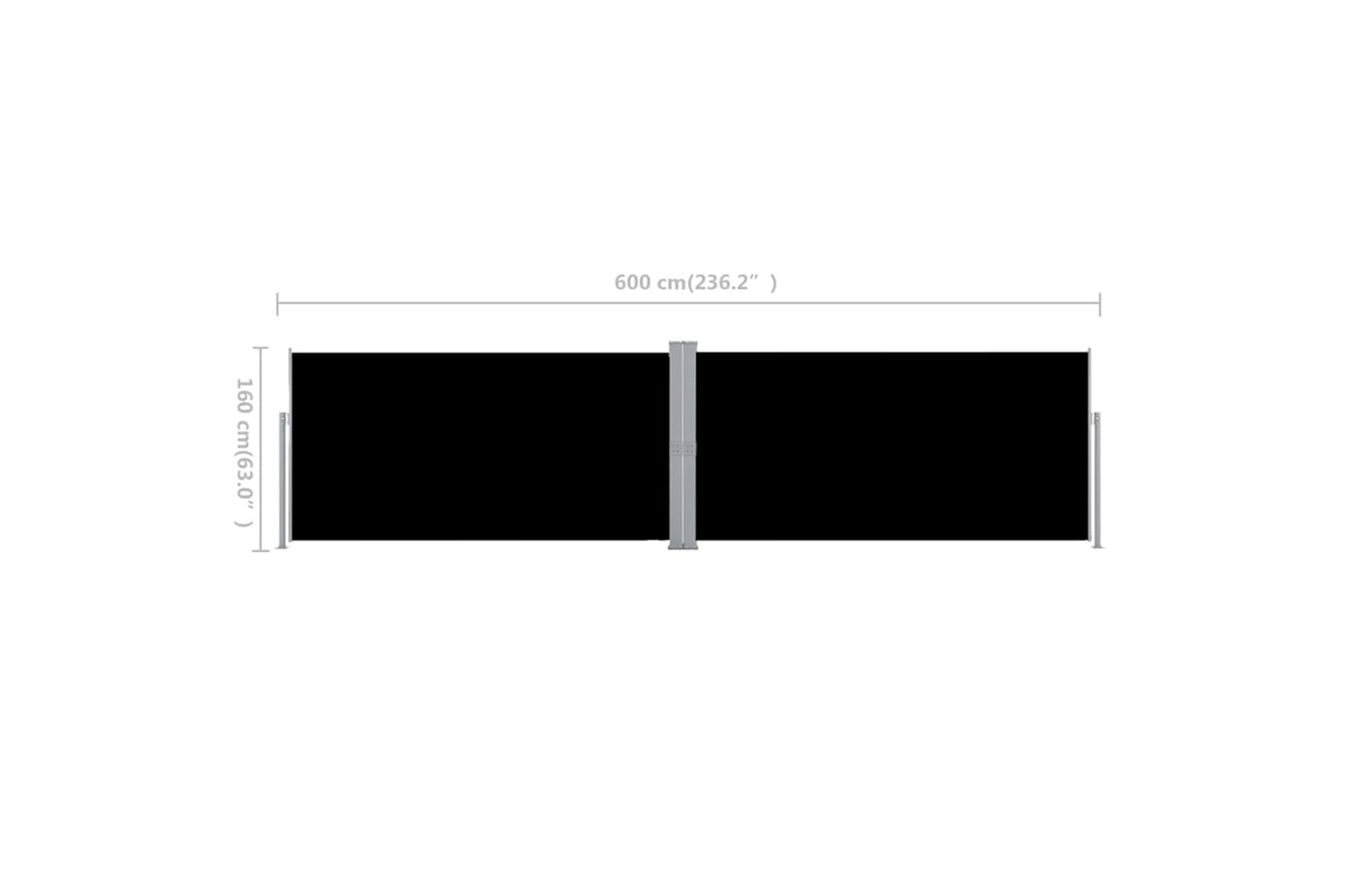 vidaXL 42178 Retractable Side Awning Black 160x600cm-10