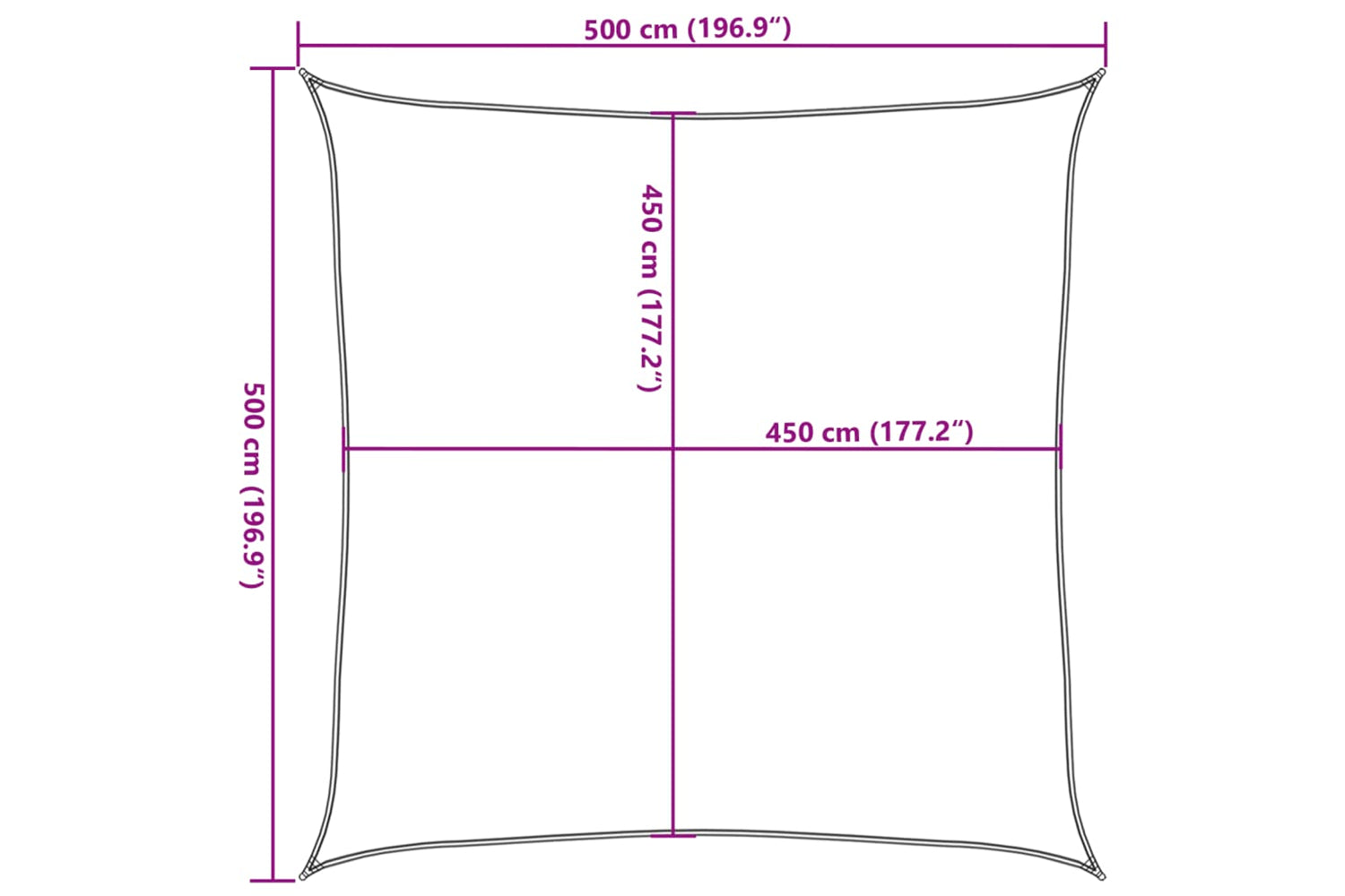 vidaXL 311718 Sunshade Sail 160 G/mÂ² Black 5x5 M Hdpe-9