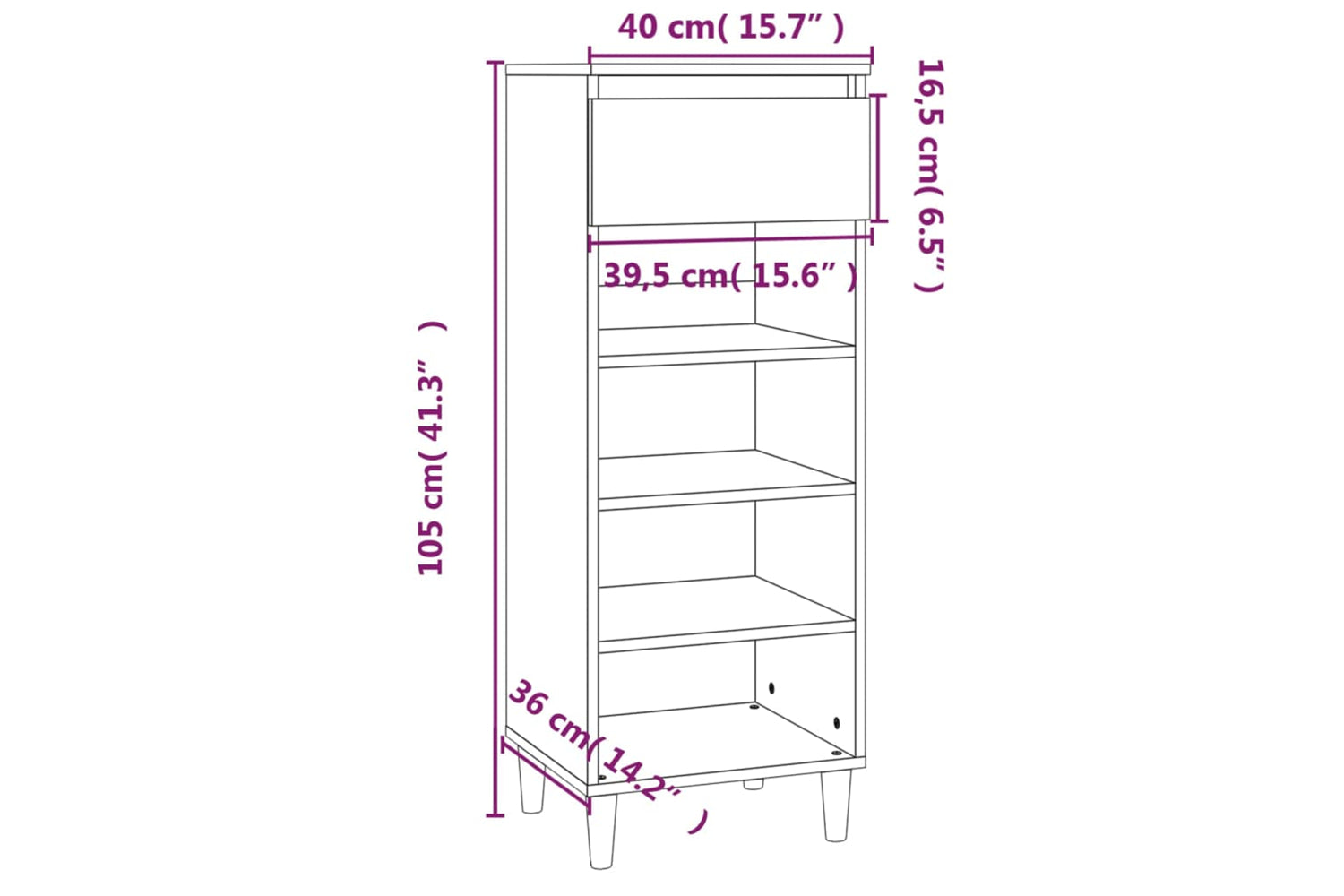 vidaXL 819773 Shoe Cabinet Black 40x36x105cm Engineered Wood-9