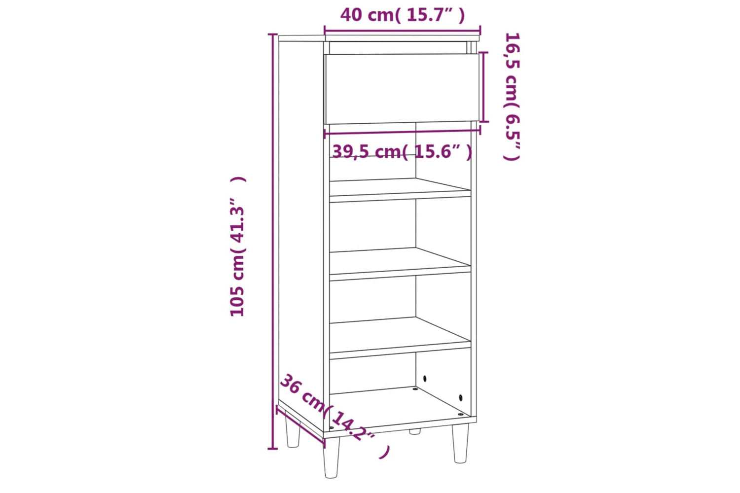 vidaXL 819776 Shoe Cabinet Concrete Grey 40x36x105cm Engineered Wood-9