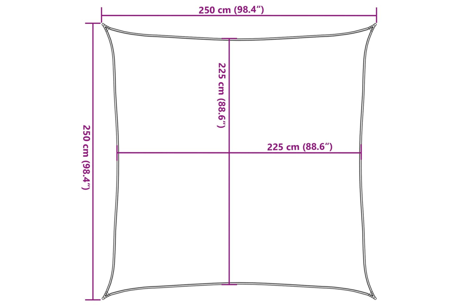 vidaXL 311548 Sunshade Sail 160 G/mÂ² Yellow 2.5x2.5 M Hdpe-9