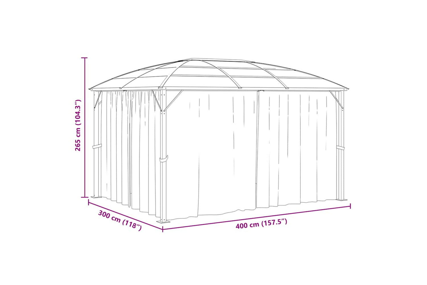 vidaXL 48601 Gazebo With Curtains 400x300x265cm Anthracite-9