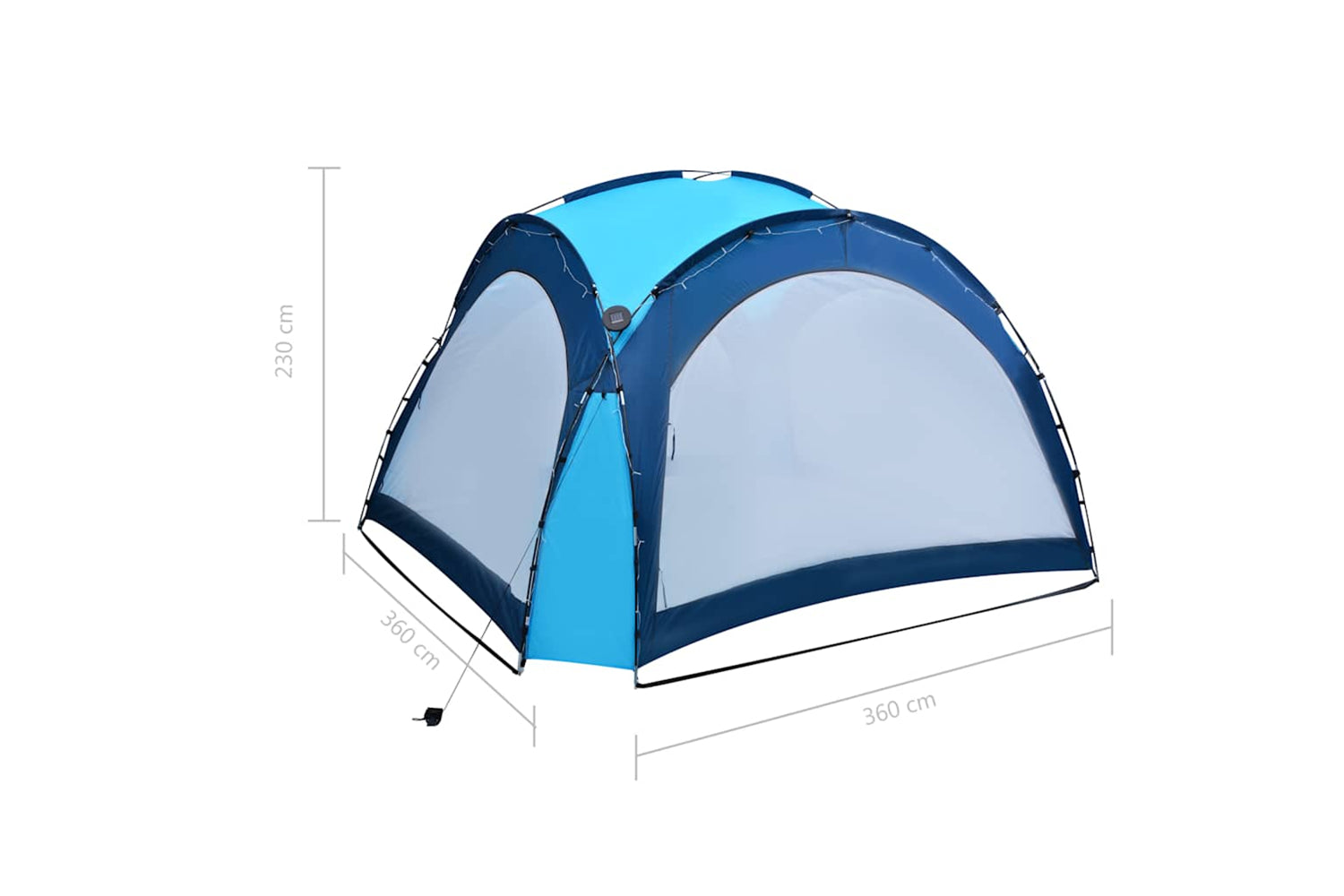 Vidaxl Party Tent With Led And 4 Sidewalls 3.6x3.6x2.3 M Blue-9