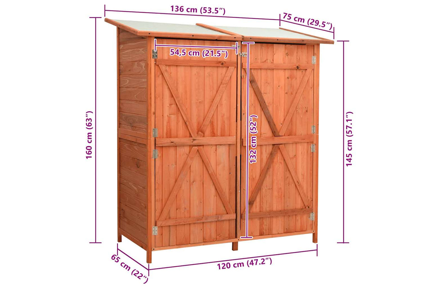 vidaXL 171451 Garden Tool Shed 136x75x160cm Solid Firwood-10