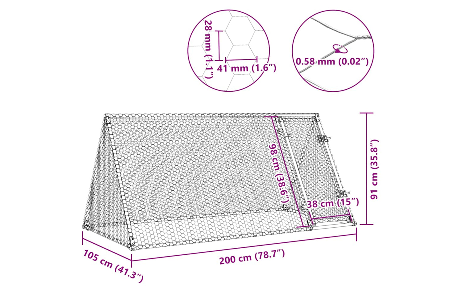 Vidaxl Chicken Cage Silver 200x105x91 Cm Galvanised Steel-9