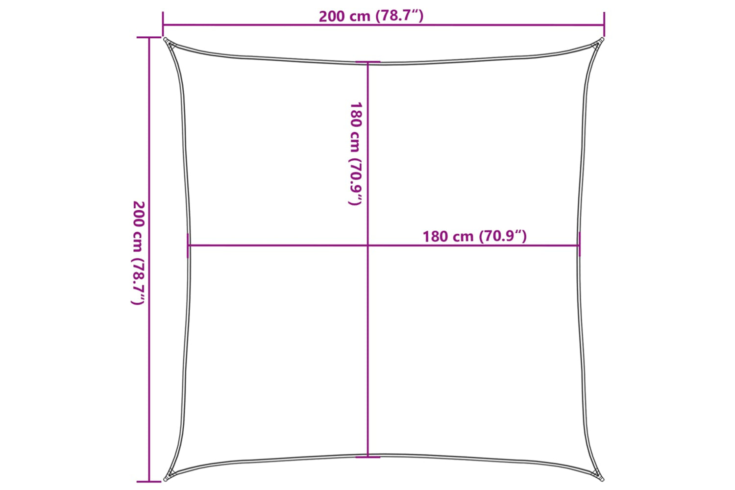 vidaXL 43013 Sunshade Sail Hdpe Square 2x2 M Cream-9