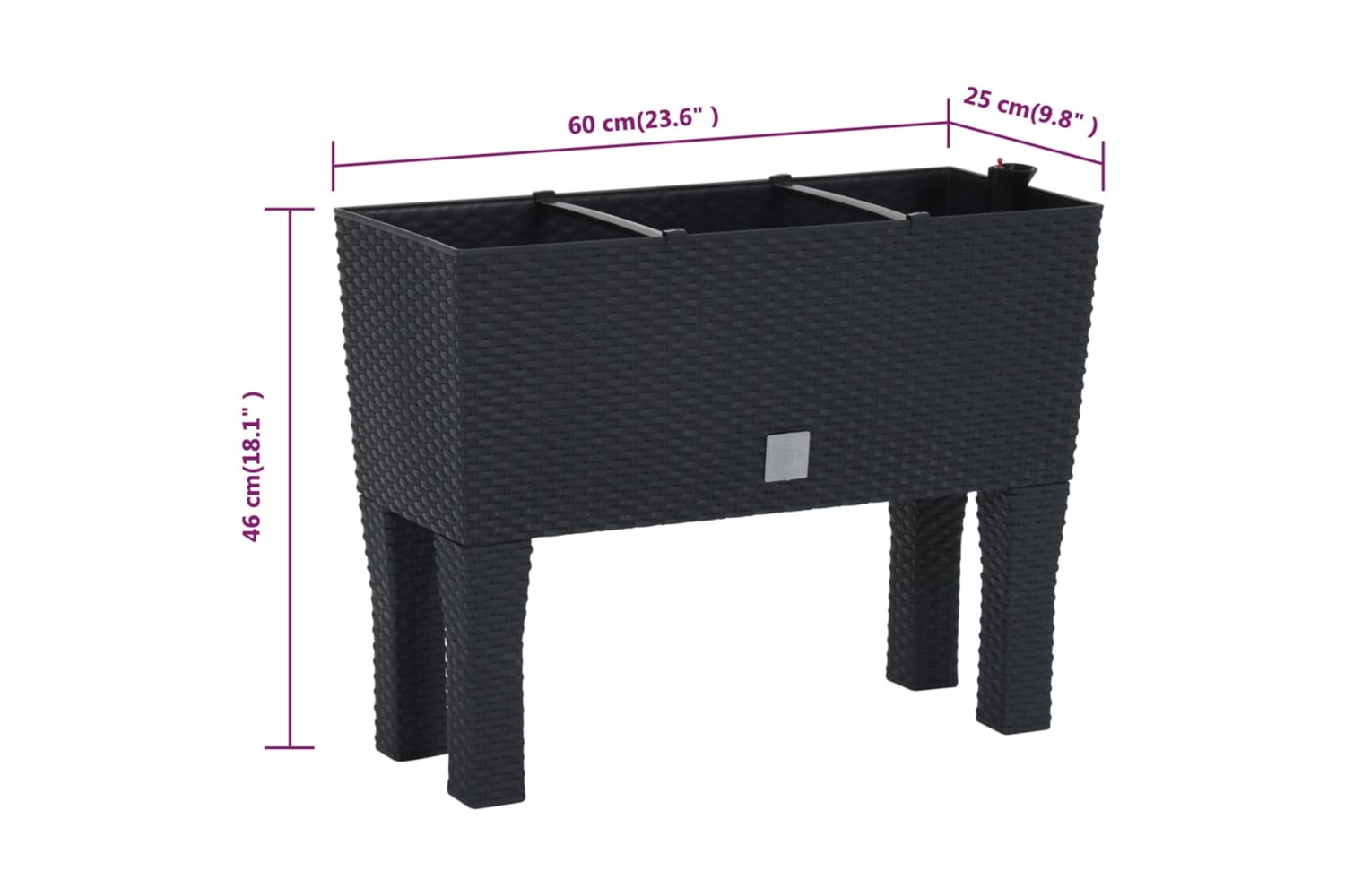 vidaXL 152208 Raised Garden Bed Anthracite 60x25x46cm Pp Rattan-10