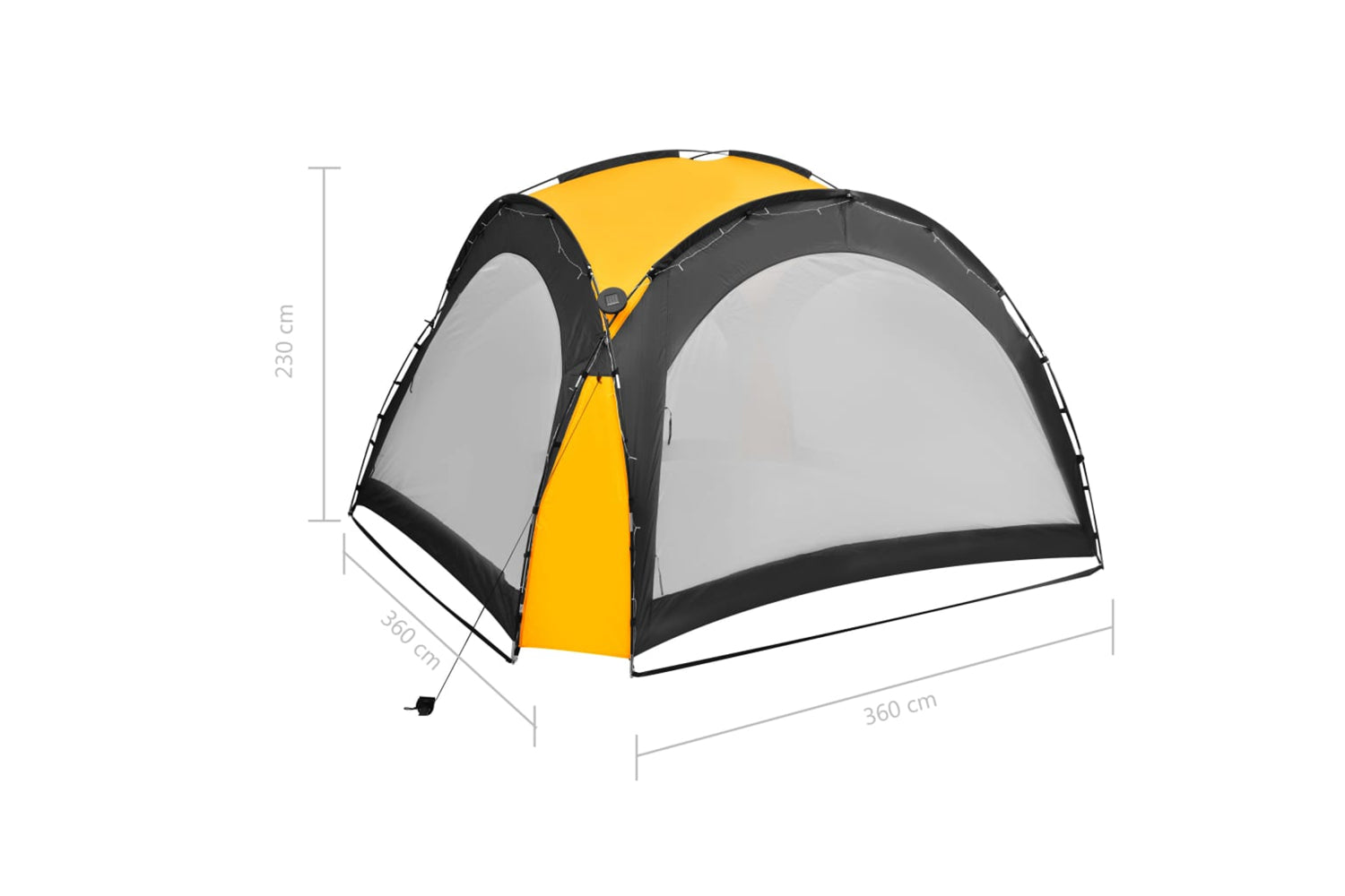 Vidaxl 92238 Party Tent With Led And 4 Sidewalls 3.6x3.6x2.3 M Yellow-9