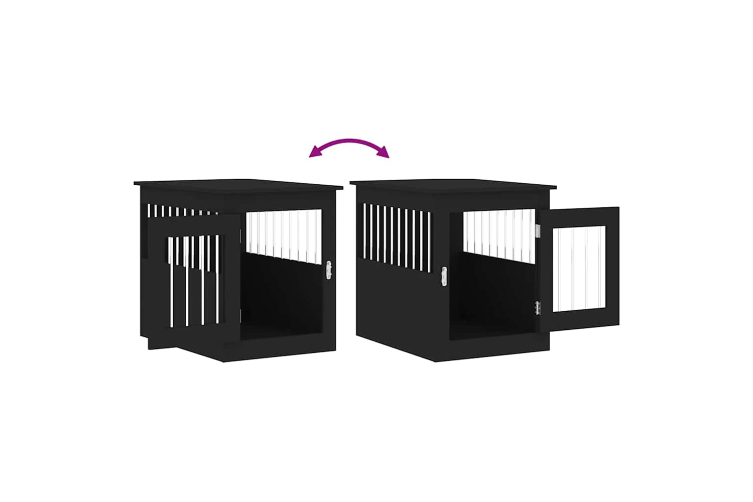 vidaXL 838317 Dog Crate Furniture Black 55x75x65cm Engineered Wood-9