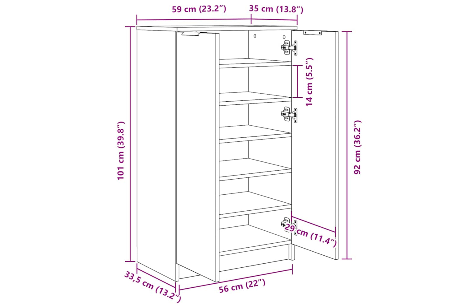 Vidaxl 811445 Shoe Cabinet High Gloss White 59x35x100 Cm Engineered Wood-9
