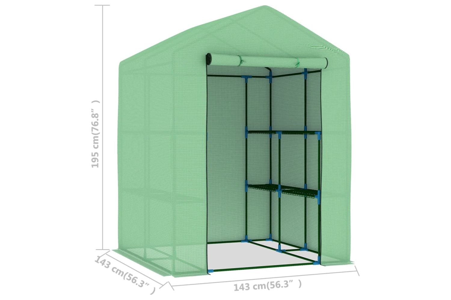 vidaXL 48167 Greenhouse With Shelves Steel 143x143x195cm-9