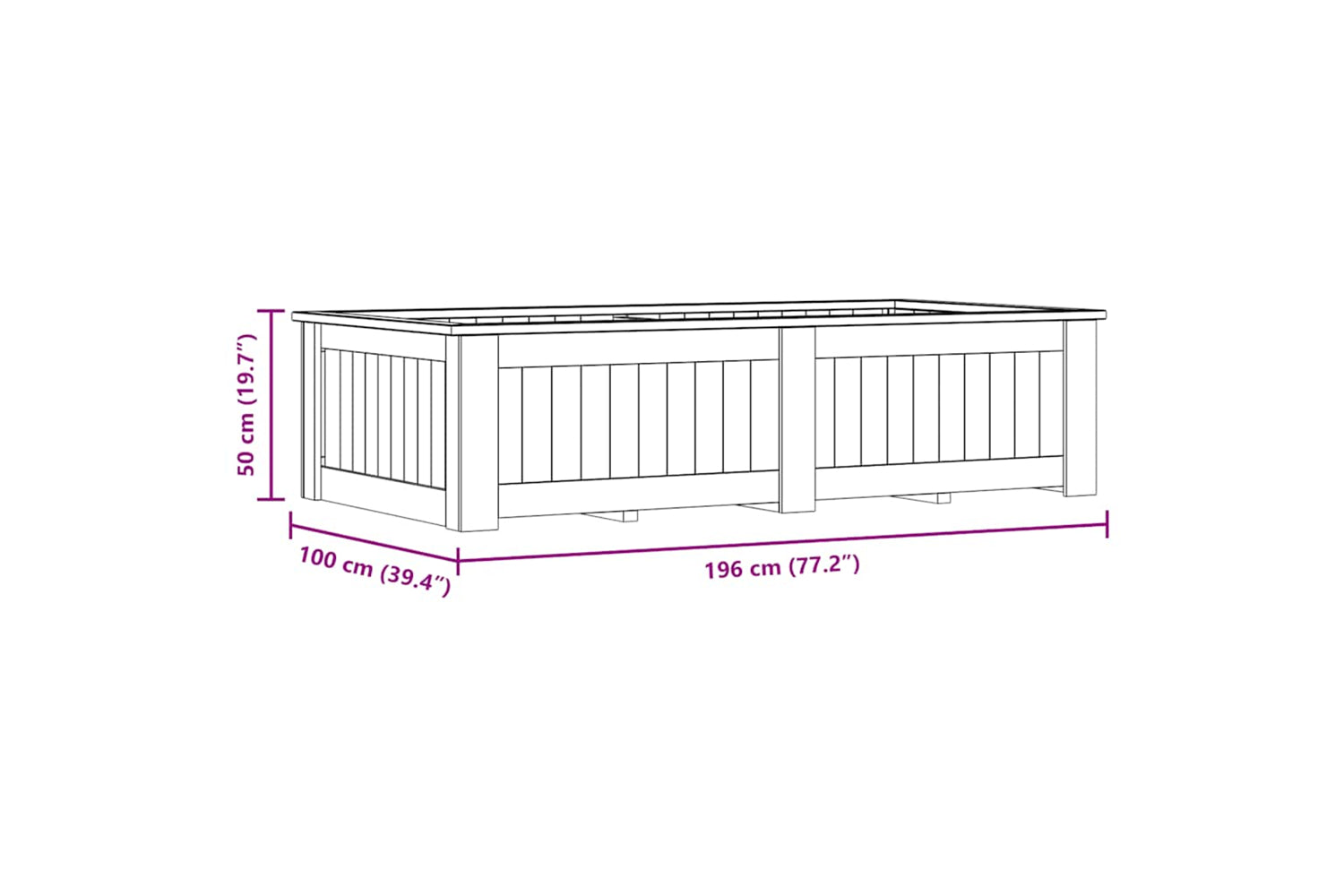vidaXL 49097 Raised Bed 196x100x50cm Impregnated Pinewood-10