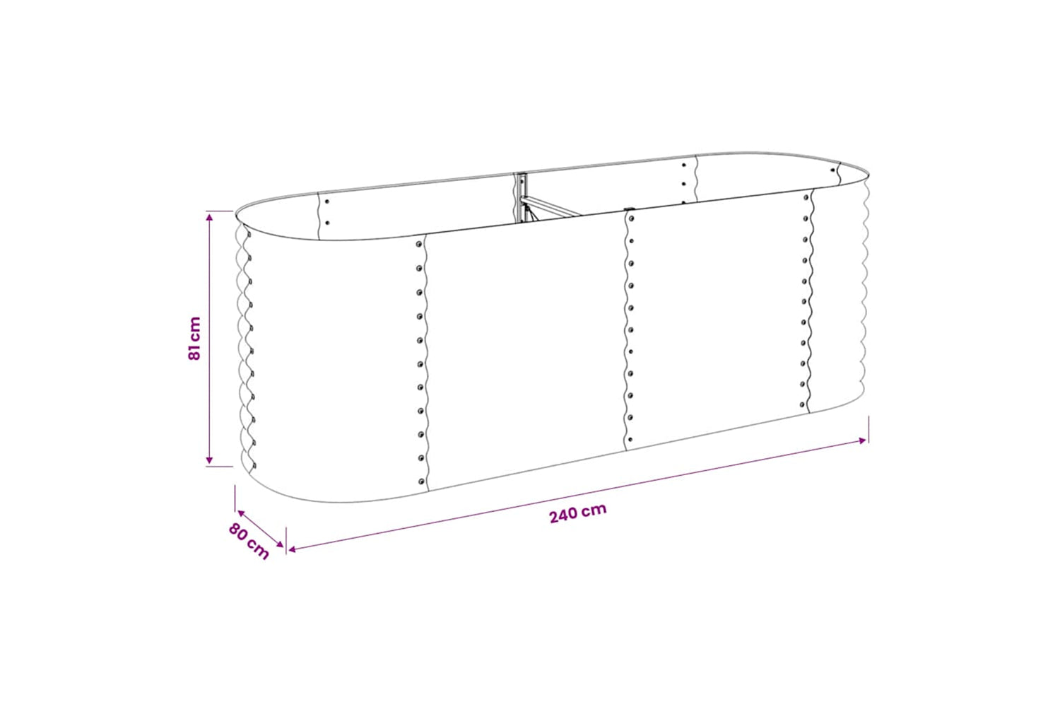 vidaXL Garden Raised Bed 240x80x81cm Galvanised Steel Grey-9