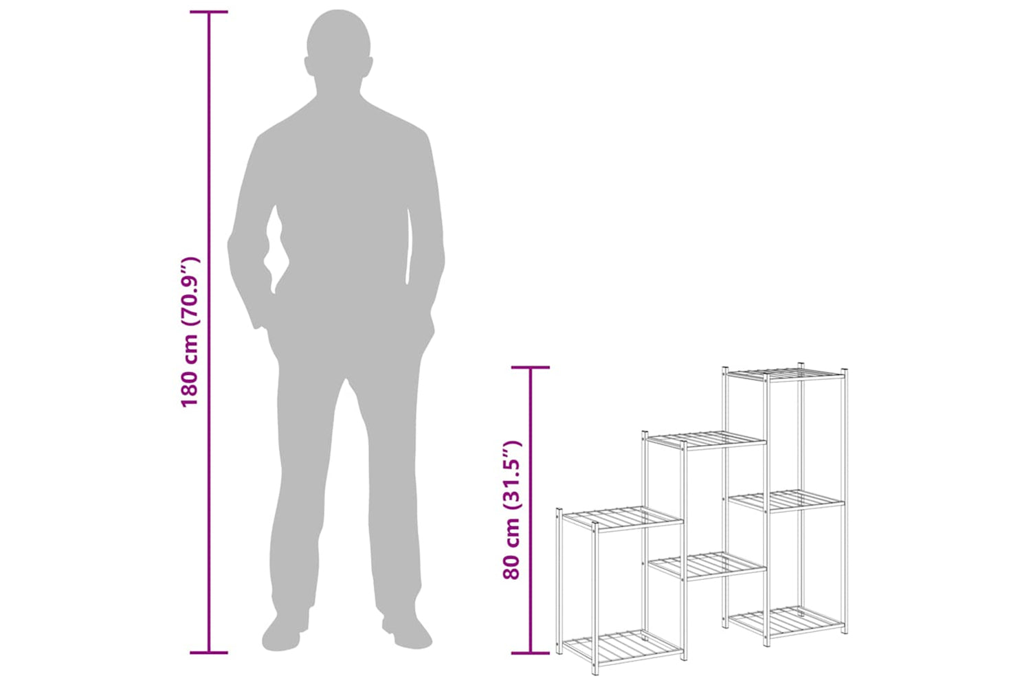 vidaXL 343129 Flower Stand 83x25x80cm Black Iron-9