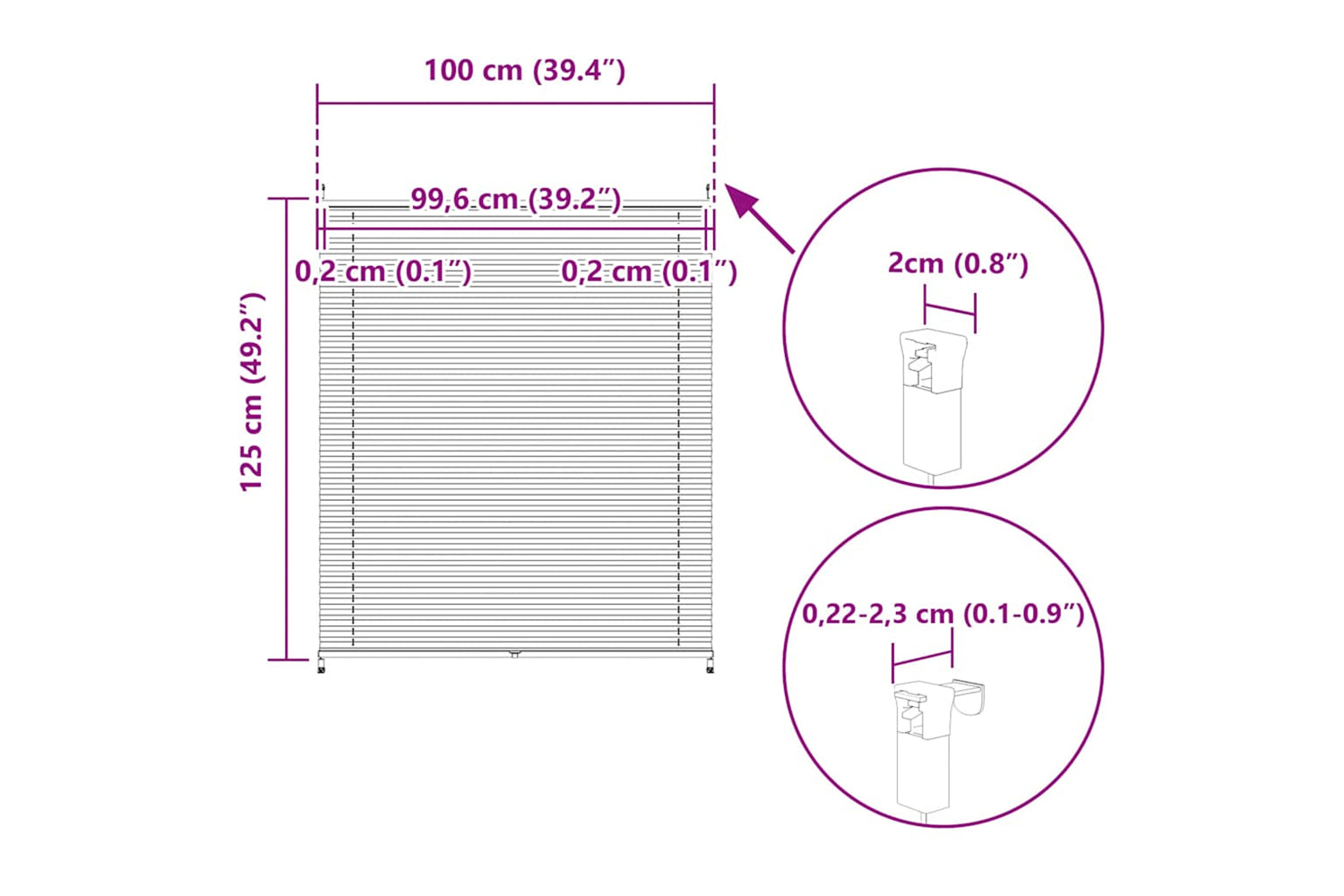 Vidaxl Plisse Blind 100x125cm White Pleated Blind-9