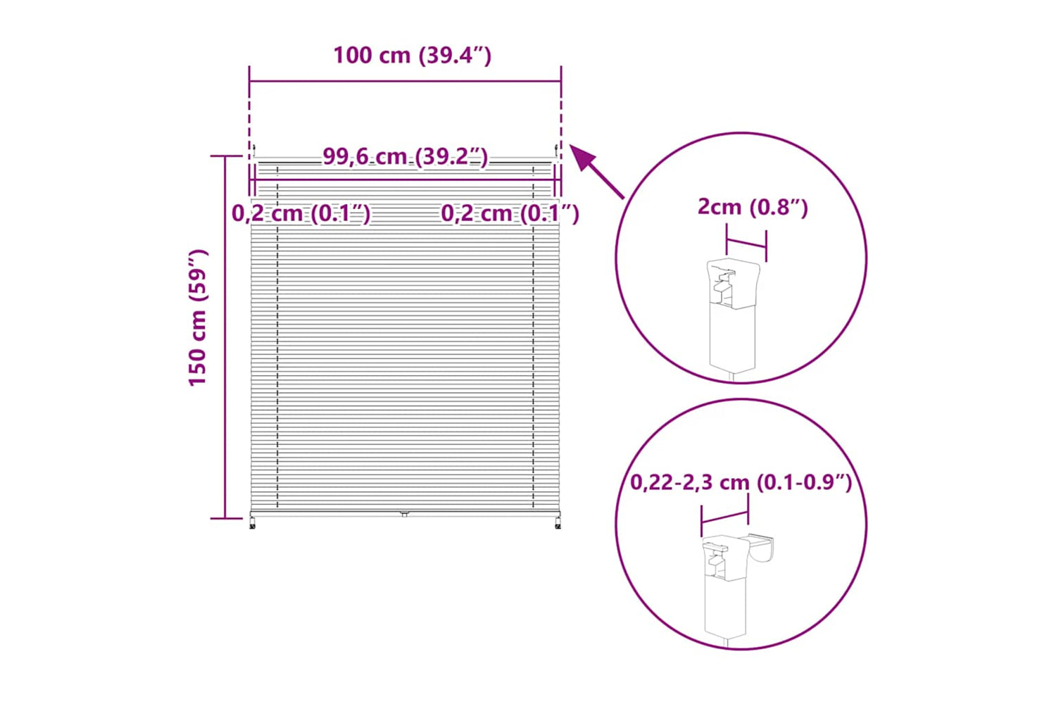 Vidaxl Plisse Blind 100x150cm White Pleated Blind-9