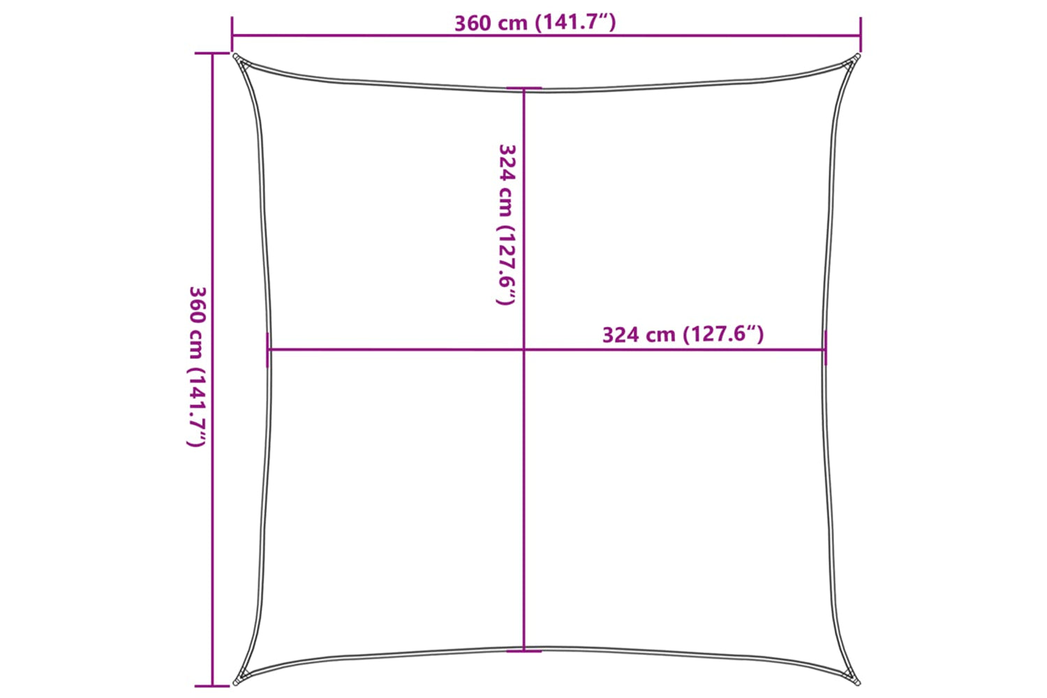 vidaXL 42277 Sunshade Sail Hdpe Square 3.6x3.6 M Anthracite-9