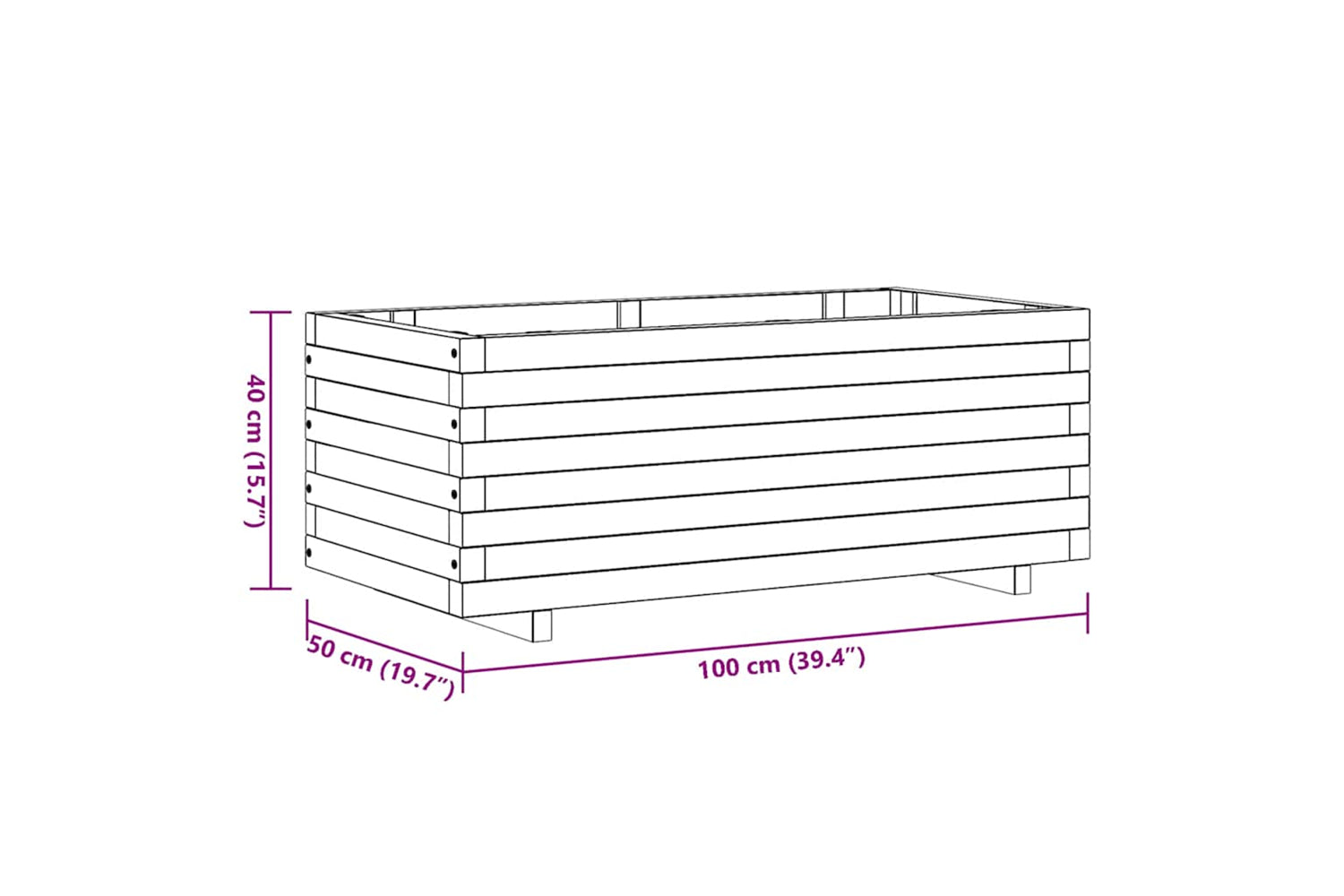 vidaXL Raised Bed 100x50x40cm Wood Rectangular-10