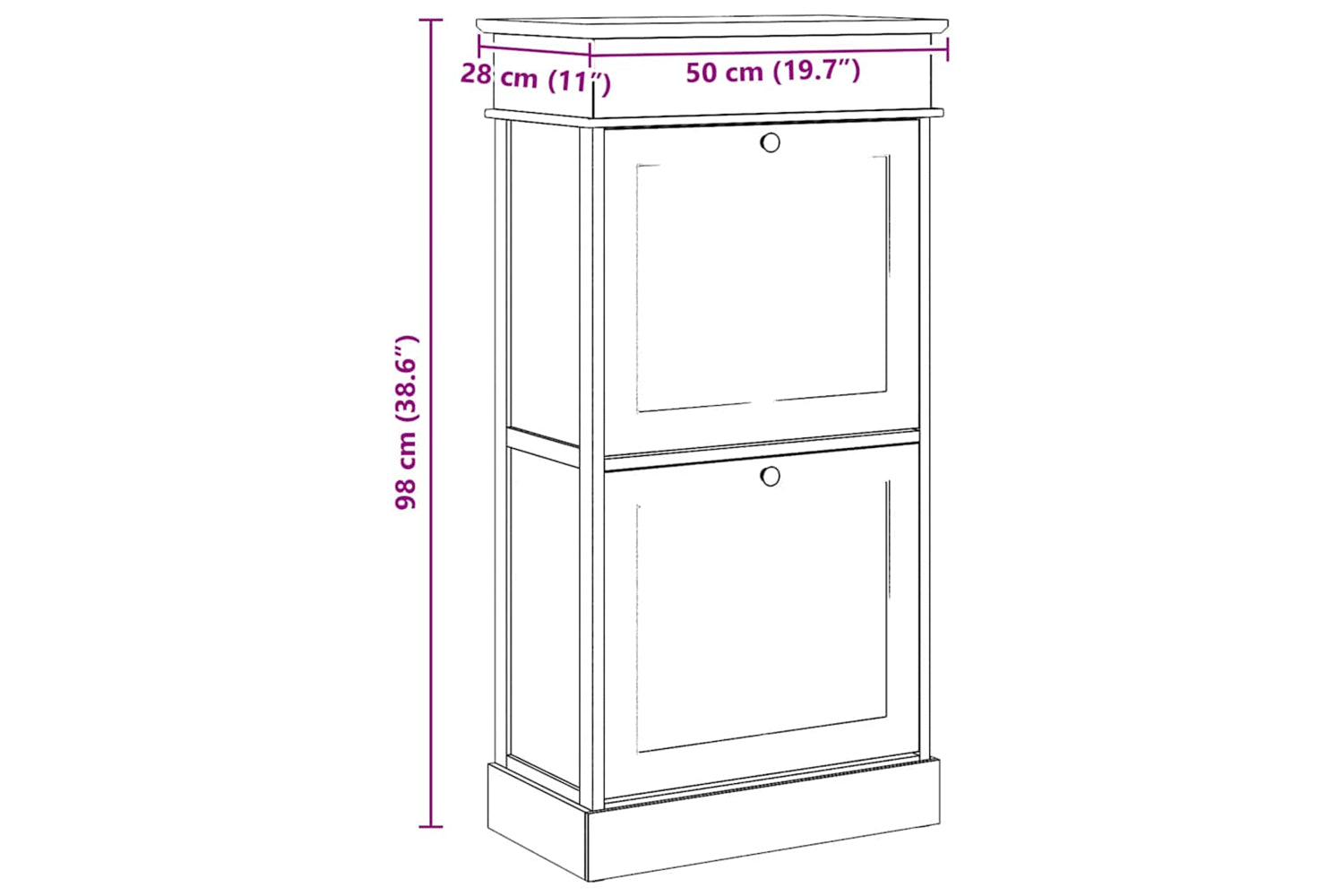 vidaXL 284090 Shoe Cabinet Grey 50x28x98cm Paulownia Wood-9