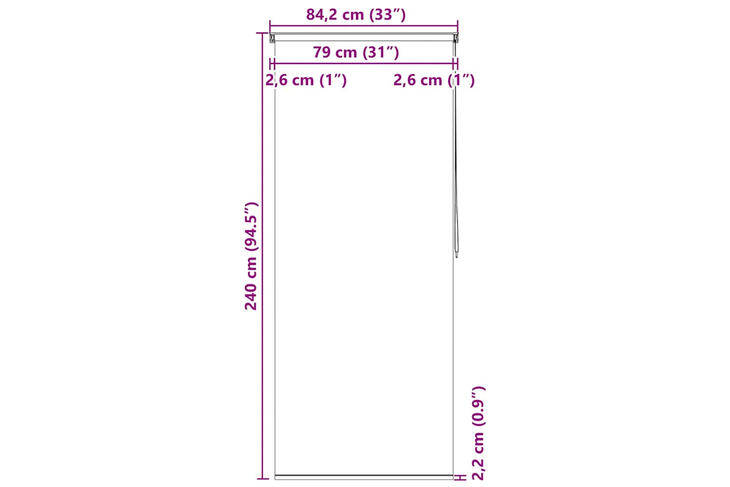 Vidaxl Shower Roller Blind 80x240 Cm Square-9