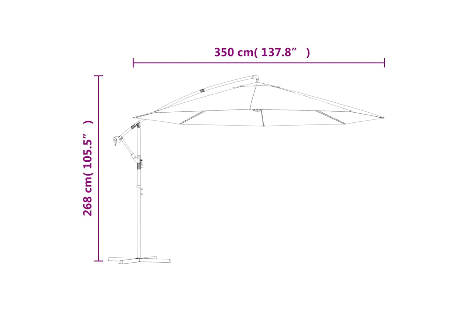 vidaXL 44506 Cantilever Umbrella With Aluminium Pole 350cm Taupe-10