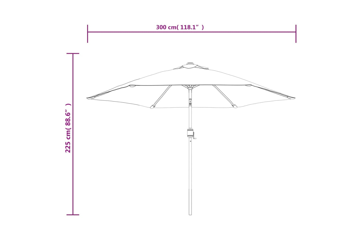 Vidaxl 44511 Outdoor Parasol With Led Lights And Steel Pole 300cm Anthracite-9