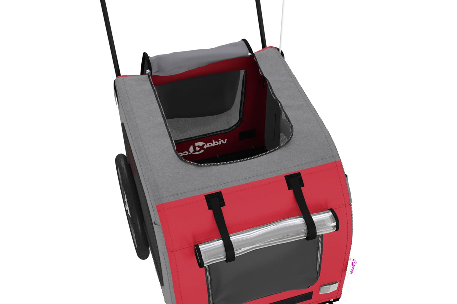 Vidaxl 93852 Pet Bike Trailer Red And Grey Oxford Fabric And Iron-9