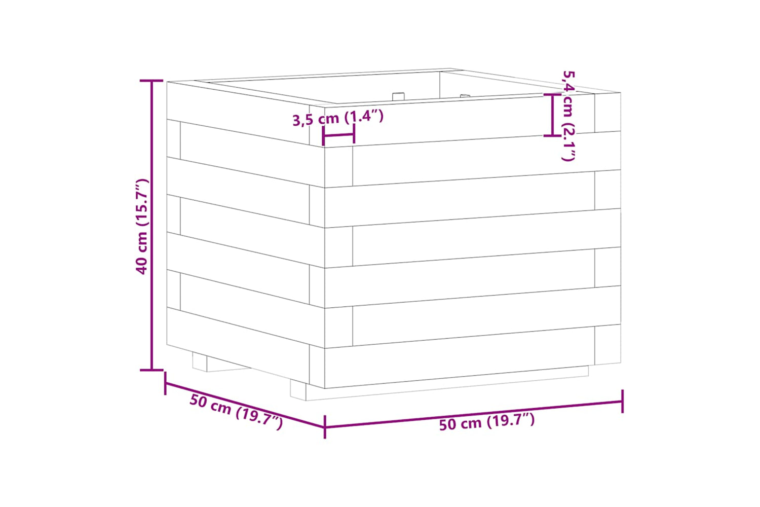 vidaXL 41659 Raised Bed 50x50x40cm Wood Square-10