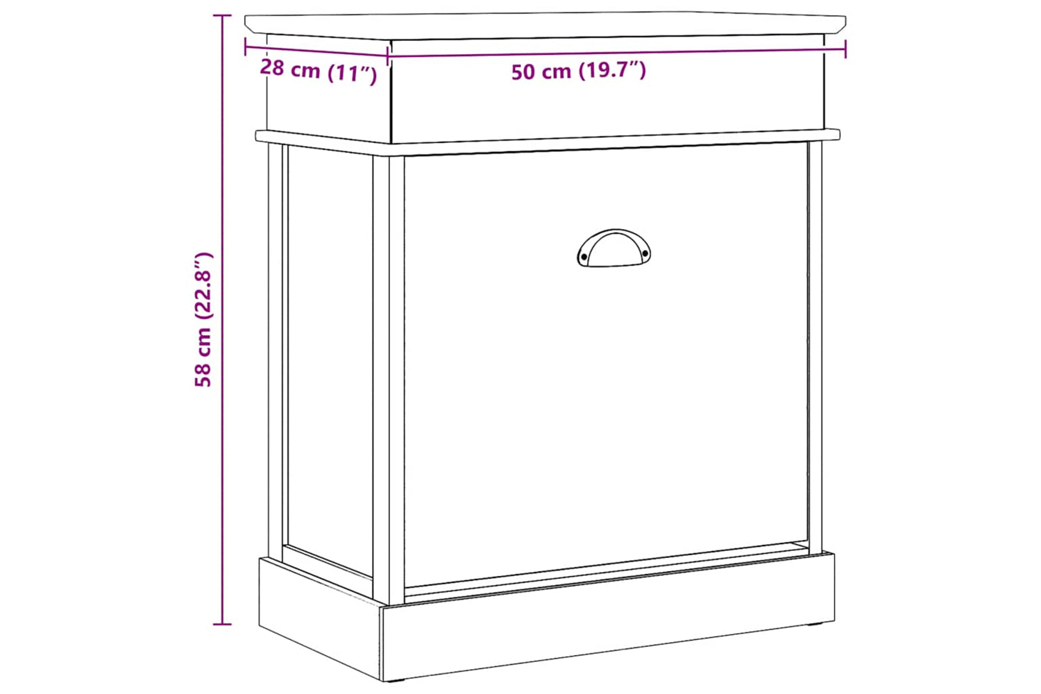 vidaXL 284083 Shoe Cabinet White 50x28x58cm Paulownia Wood-9