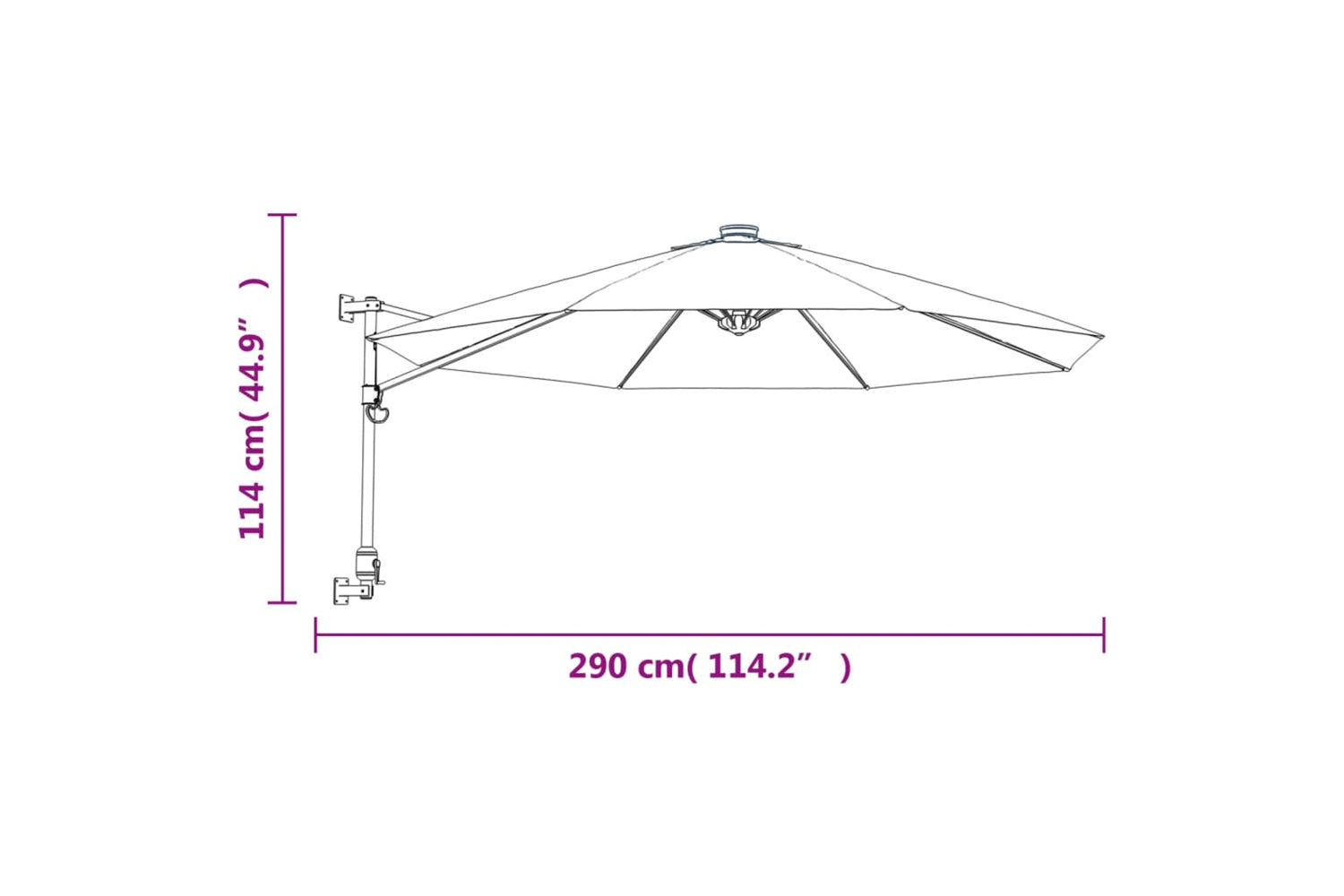 Vidaxl 362894 Wall-mounted Parasol With Leds Sea Blue 290cm-9