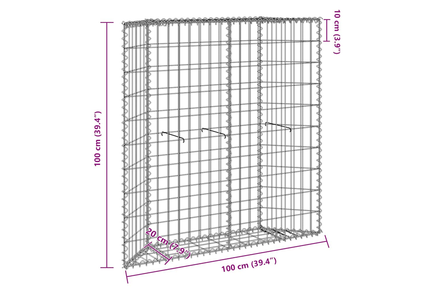vidaXL 145653 Trapezium Gabion Raised Bed Galvanised Steel 100x20x100cm-9