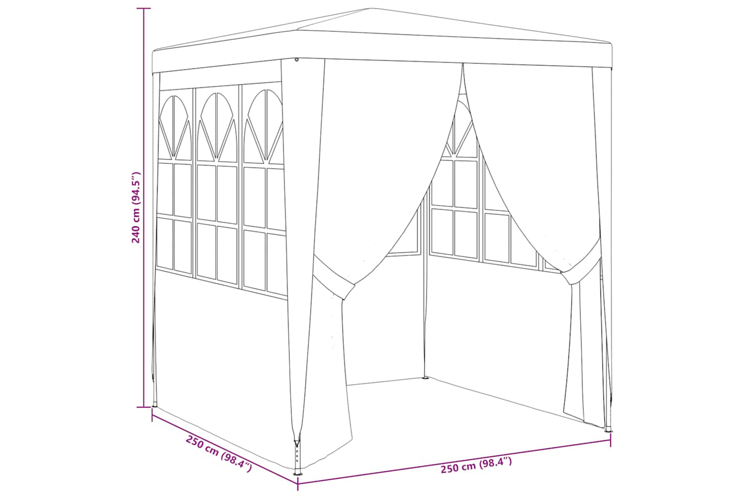 Vidaxl 48518 Professional Party Tent With Side Walls 2.5x2.5 M White 90 G/mâ²-9
