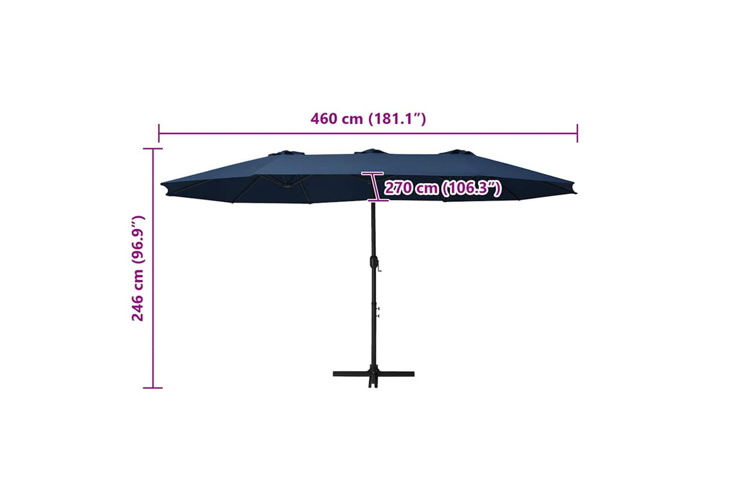 vidaXL 47303 Outdoor Parasol With Aluminium Pole 460x270cm Blue-10