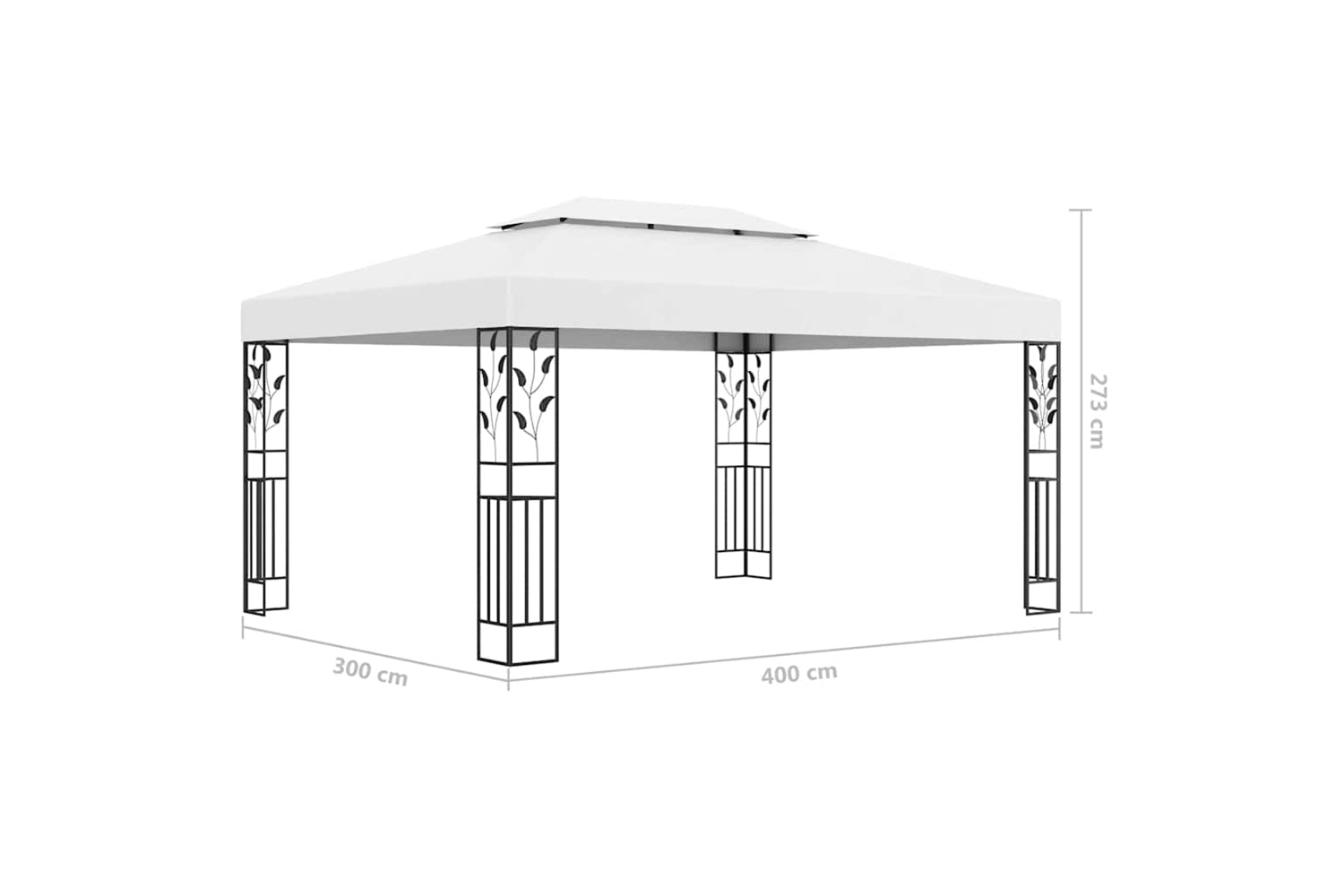 Vidaxl 3070298 Gazebo With Double Roof&led String Lights 3x4 M White-9