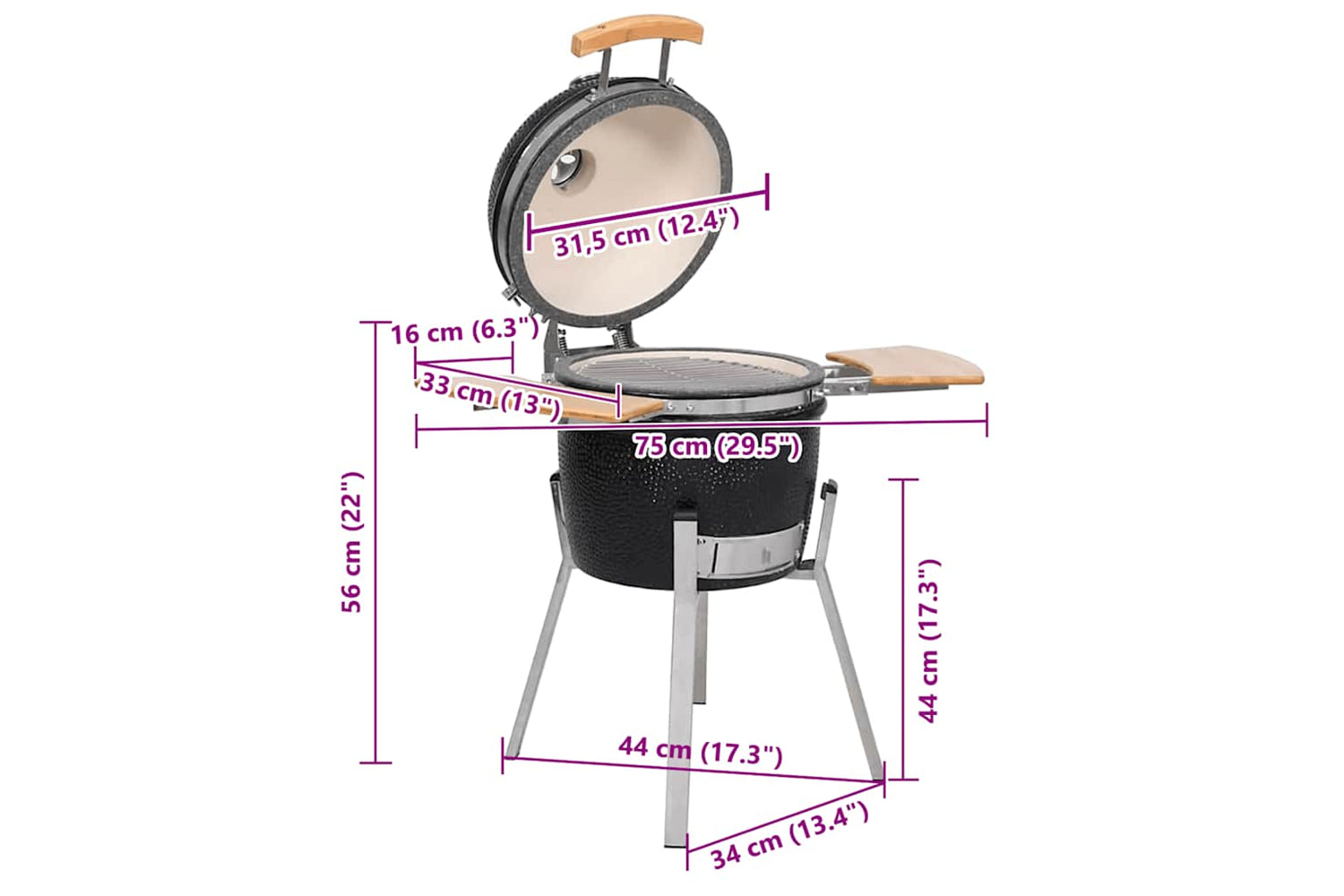 Vidaxl Kamado Barbecue Grill Smoker Ceramic 76 Cm-10