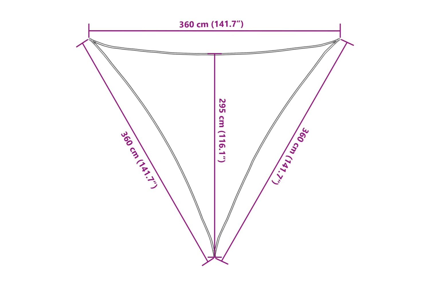 vidaXL 42290 Sunshade Sail Hdpe Triangular 3.6x3.6x3.6 M Cream-9