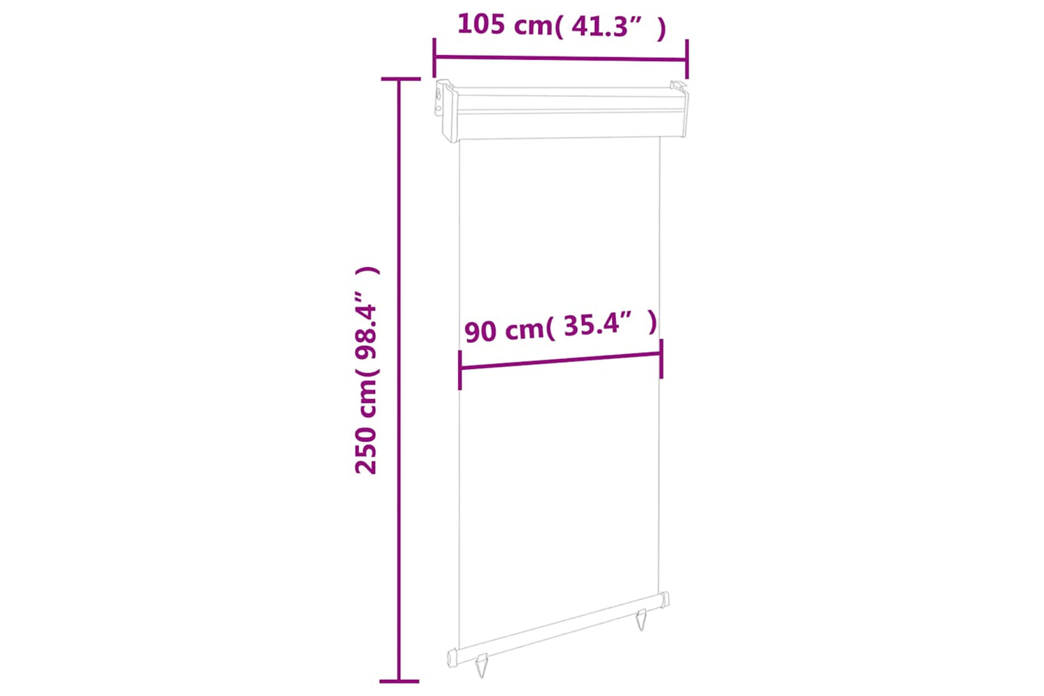 vidaXL Balcony Side Awning 105x250cm Grey-10