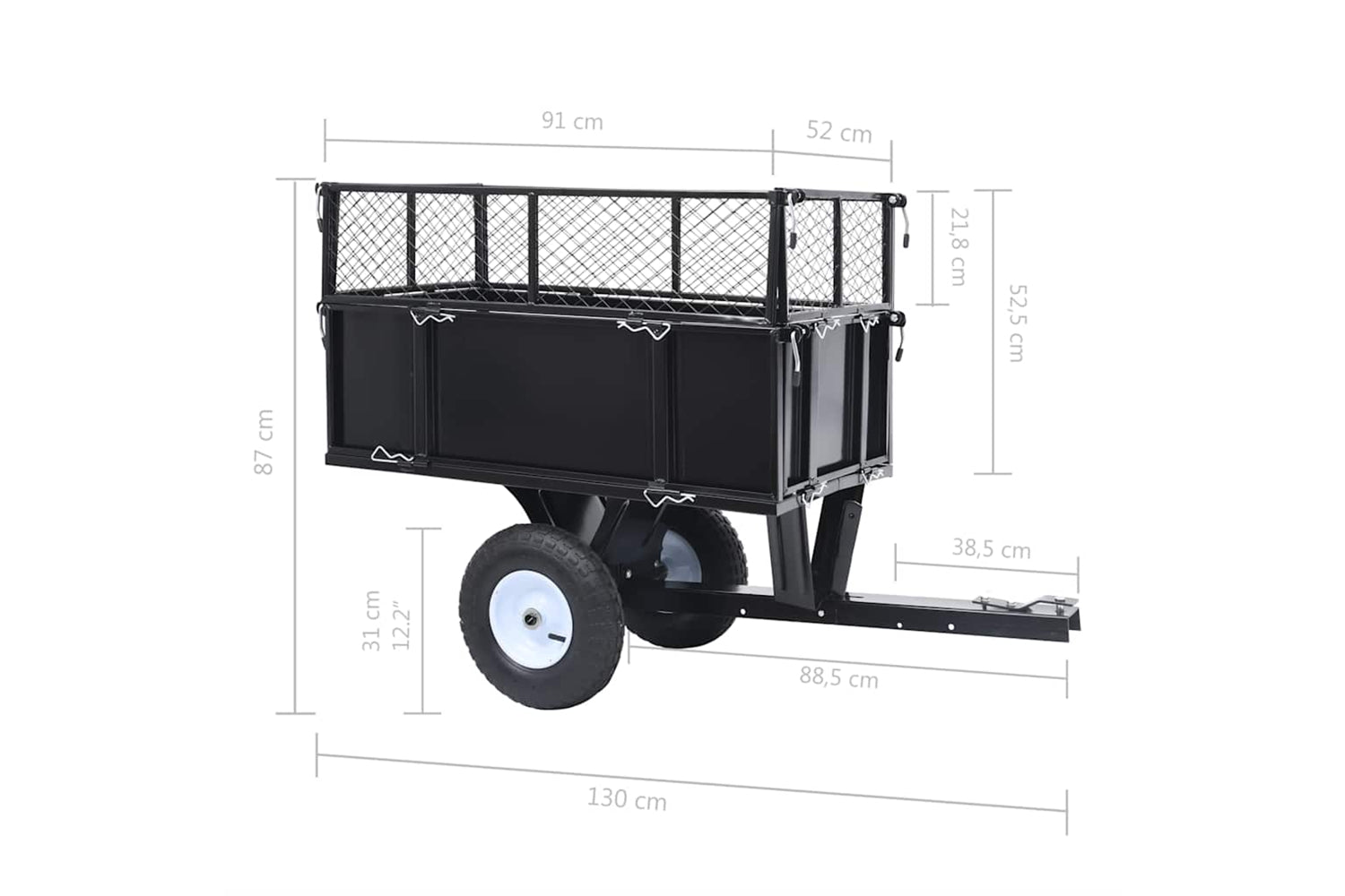 Vidaxl Tipping Trailer For Lawn Mower 150 Kg Load-10