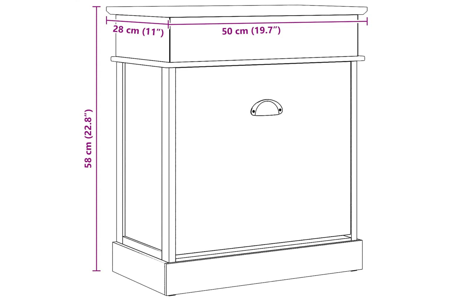 vidaXL 284081 Shoe Cabinet Grey 50x28x58cm Paulownia Wood-9