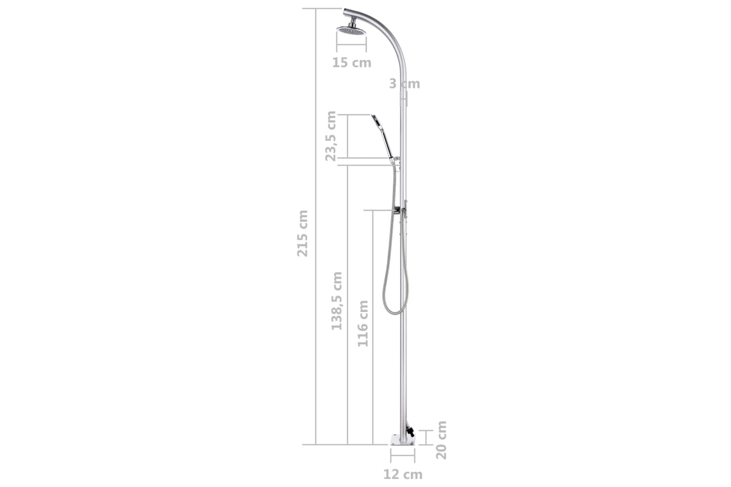 vidaXL 315943 Garden Shower 215cm Aluminium-10